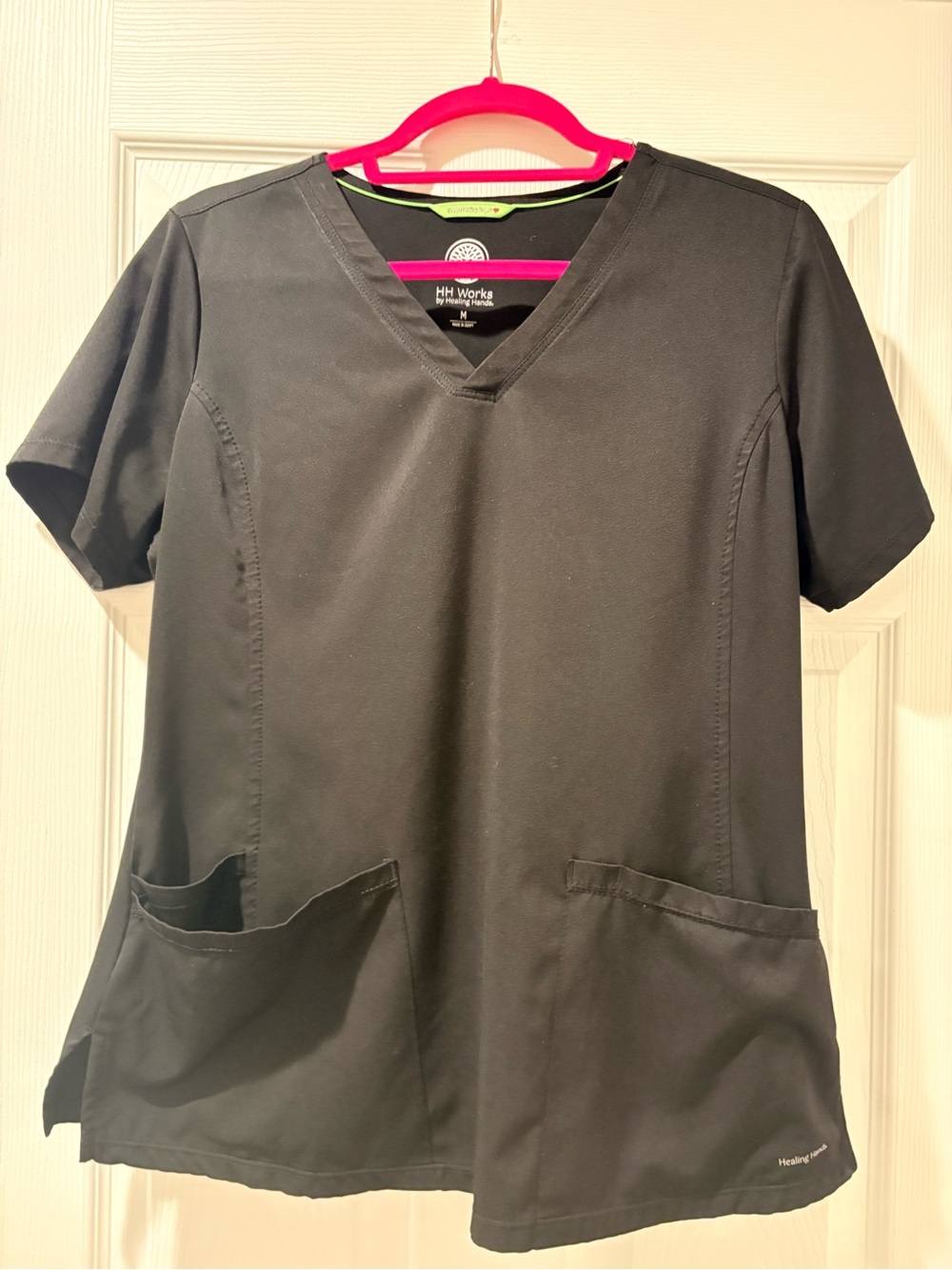 HH Works by Healing Hands Monica V-Neck Scrub Top Wine Black M